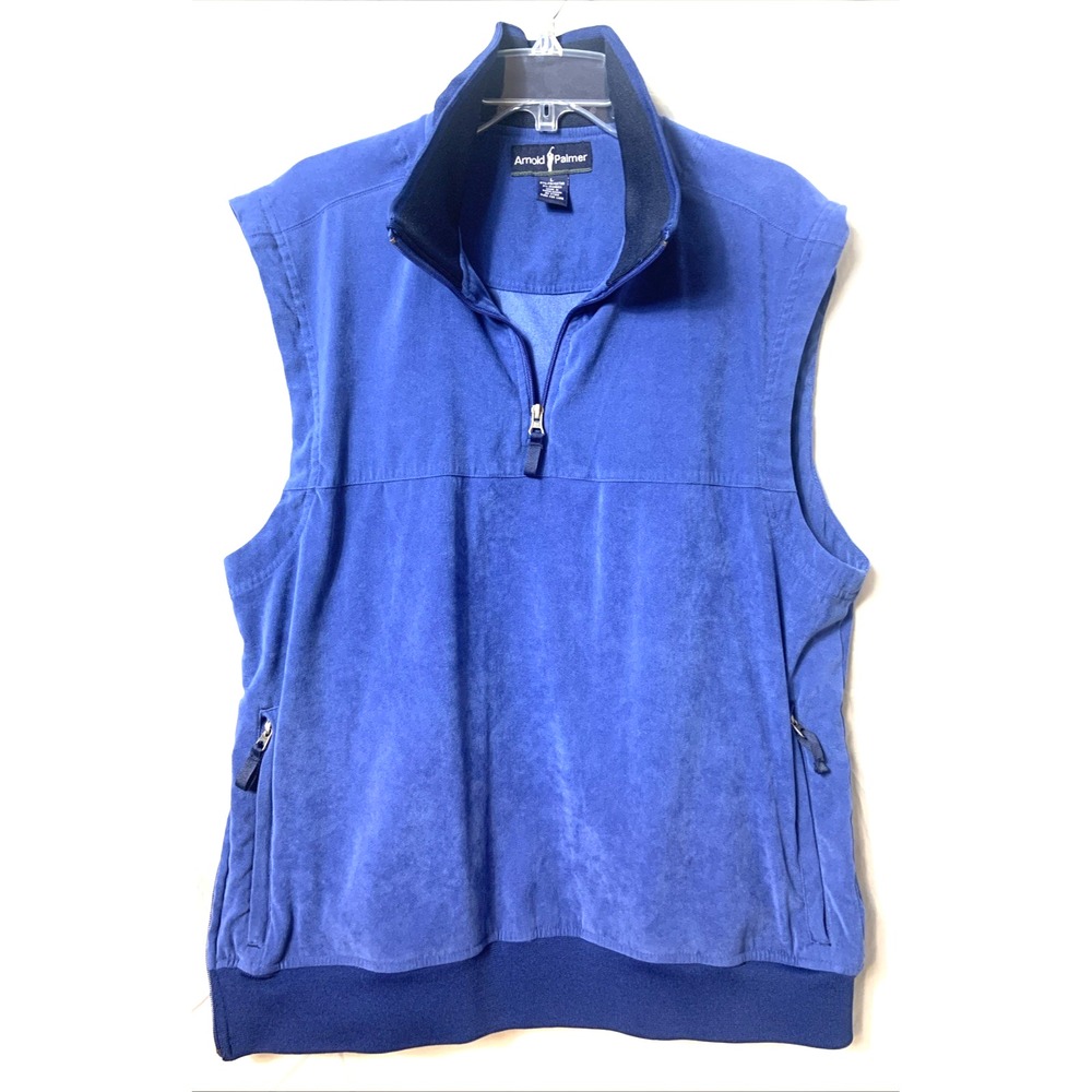 Arnold Palmer Golf Vest Blue 1/4 Zip Pullover Men's Large Flaw